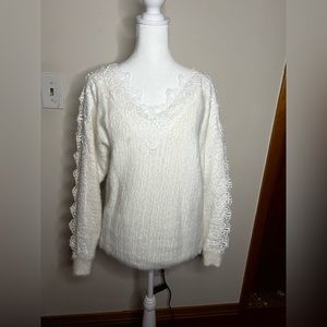 Dainty Hooligan Lace Sleeve Sweater